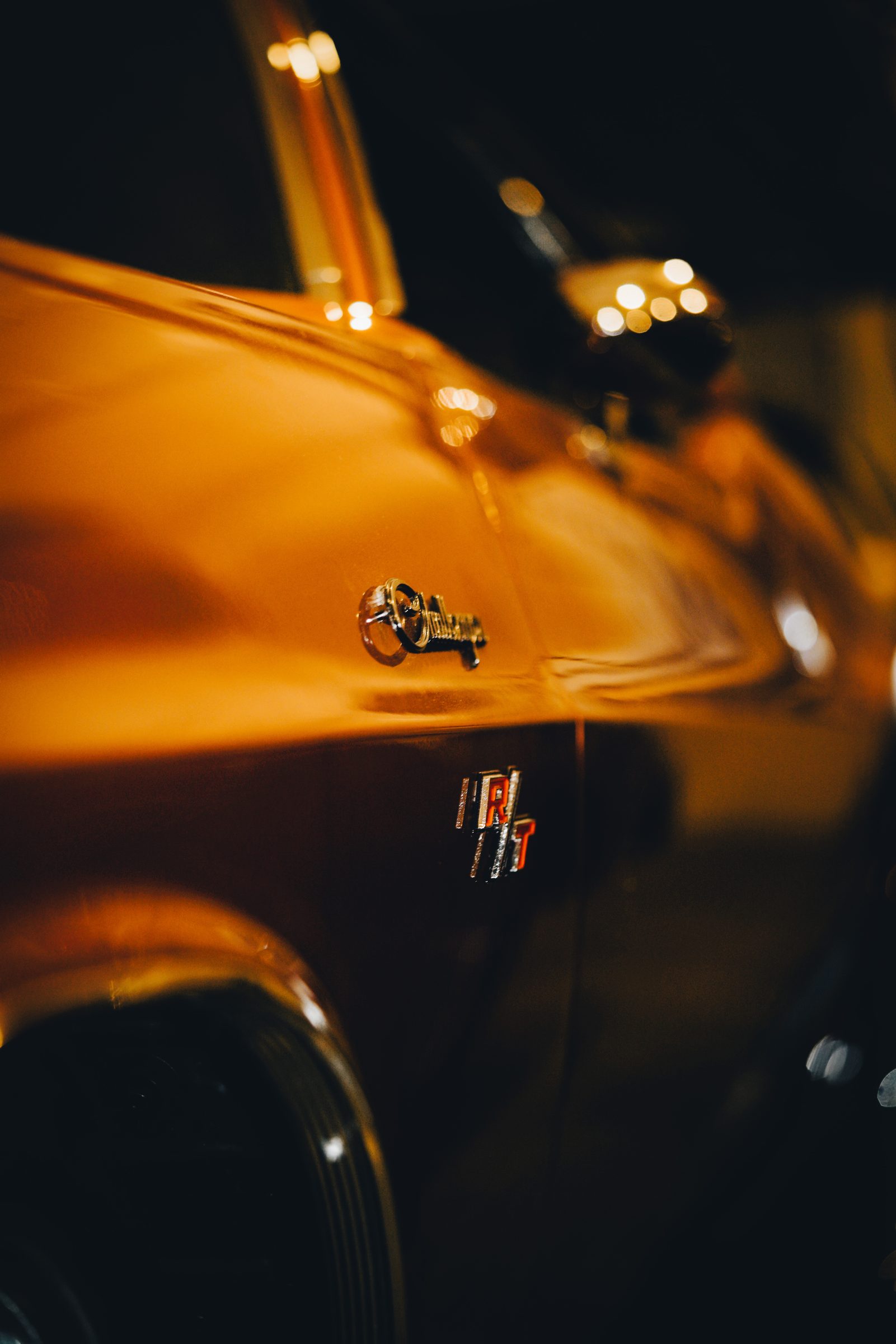 Buick hood ornament at night