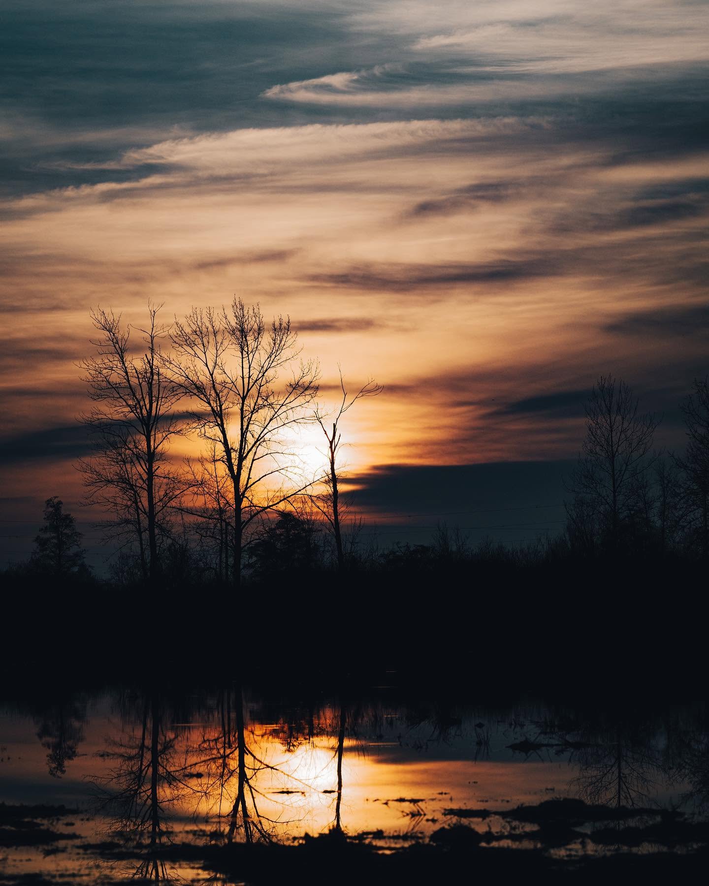 Sunset reflected over water