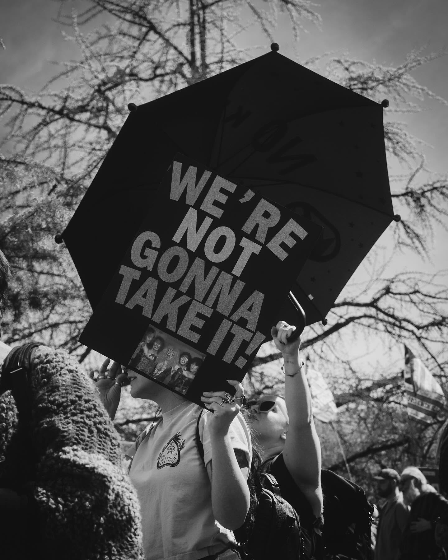 Protest sign umbrella